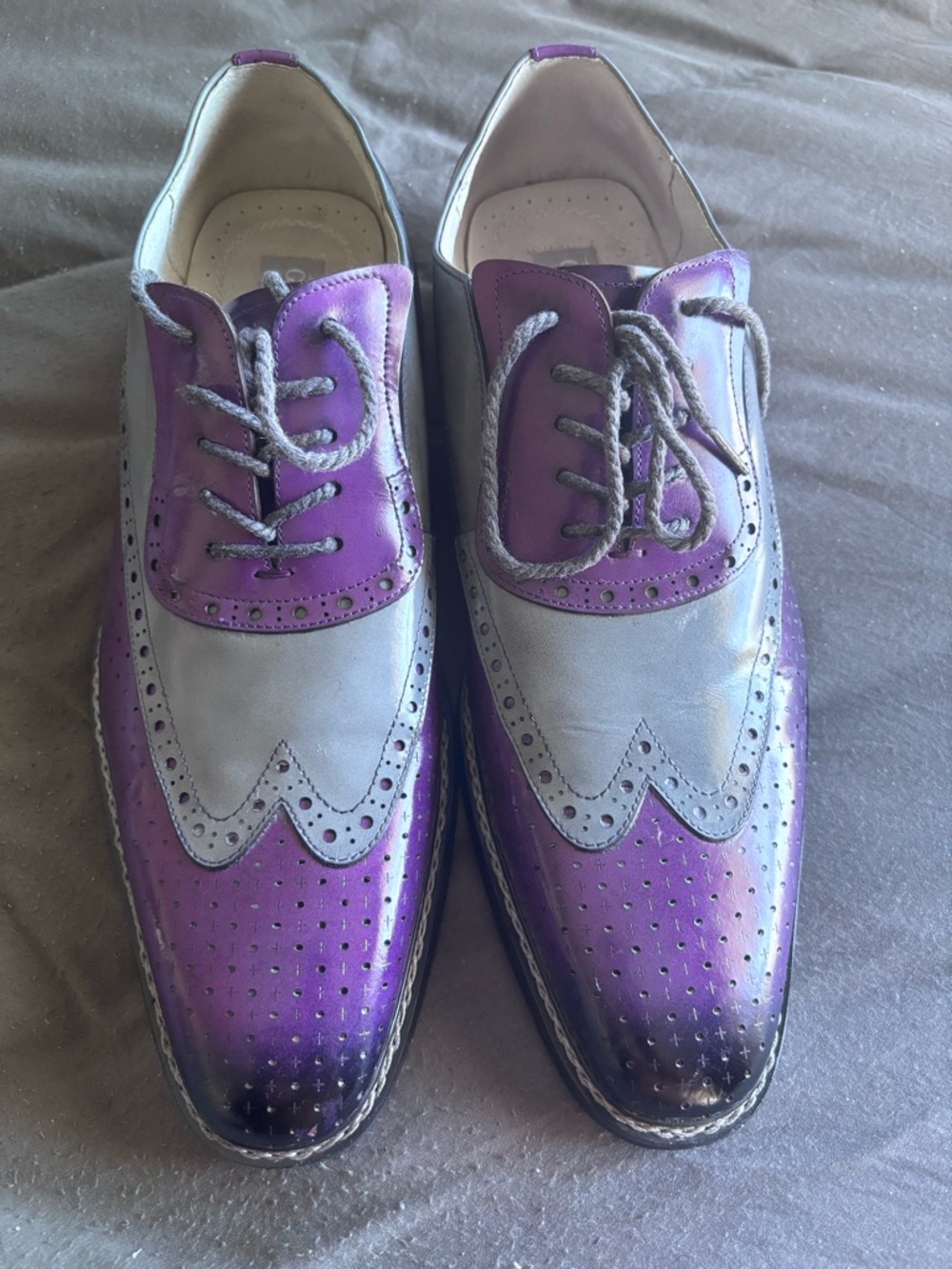 Purple and White Two-Tone Wingtip Oxfords